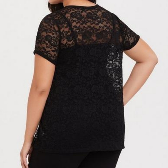 Torrid Black Lace Crew Tee - Picture 2 of 6